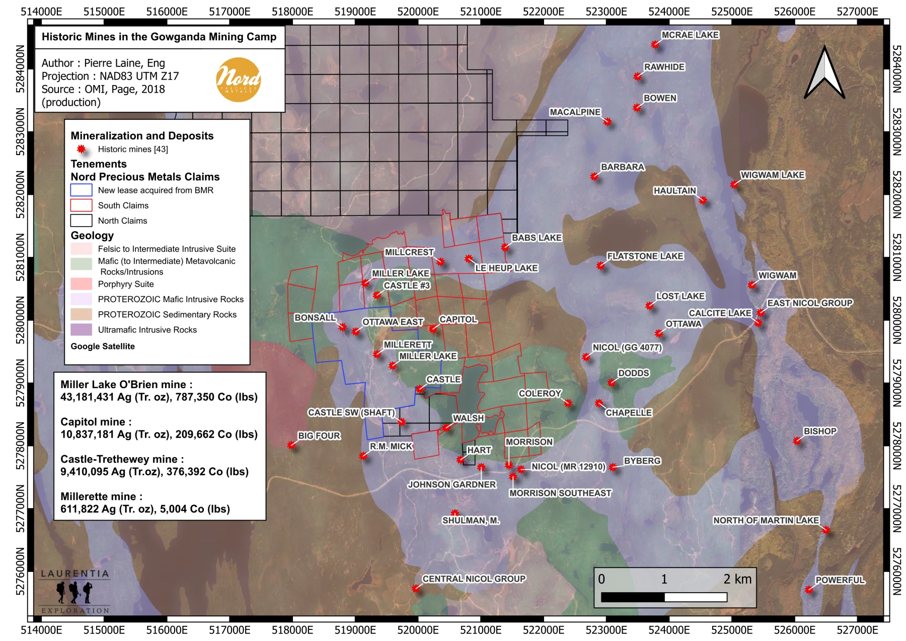 Map of Nord’s consolidated holdings across the Gowganda silver camp