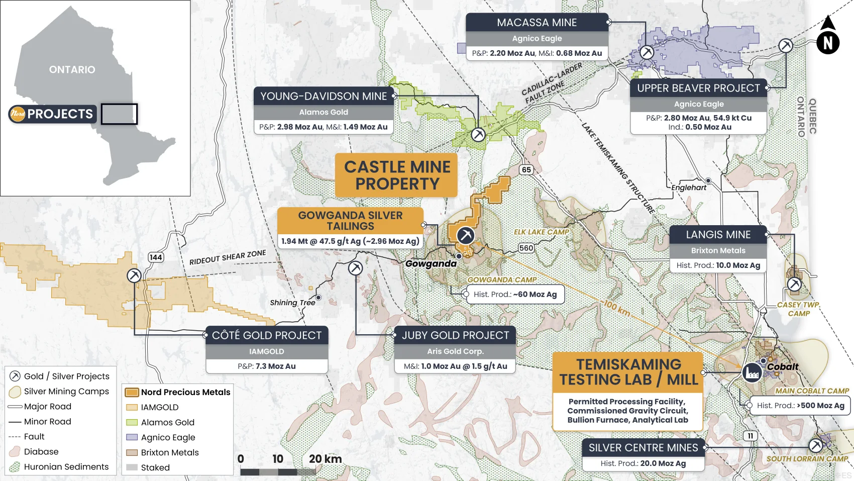 Regional context of the Castle Mine property within the Gowganda silver district